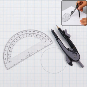 2-Piece Geometry Protractor Set with Lock and Transparent...