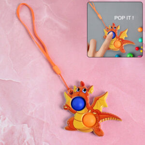 2-Bubble Dragon-Shaped Push Pop Fidget Toy with Strap...