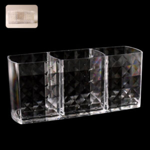 Elegant Crystal-Effect 3-Compartment Acrylic Makeup Brush...