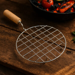 Kitchen Round Stainless Steel Roaster Papad Jali, Barbecu...