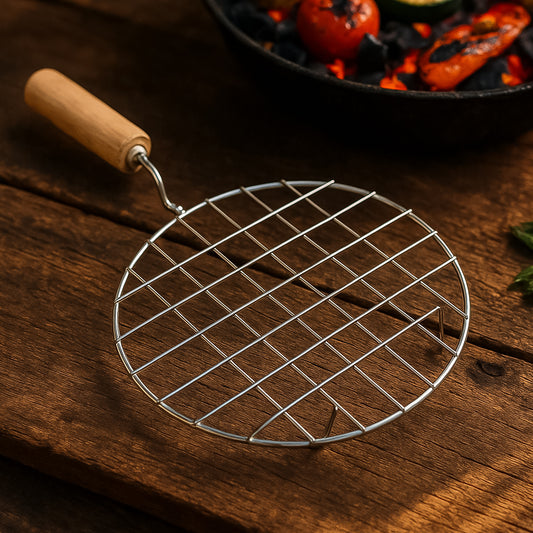 Kitchen Round Stainless Steel Roaster Papad Jali, Barbecu...
