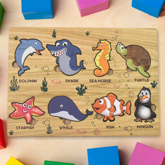 Seawater Animal Wooden Puzzle Learning Educational Board ...