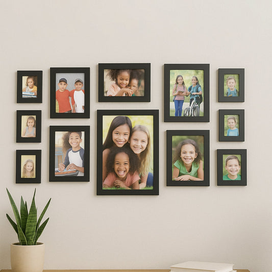 Premium Black Photo Frame Set 12 Pcs Wall...