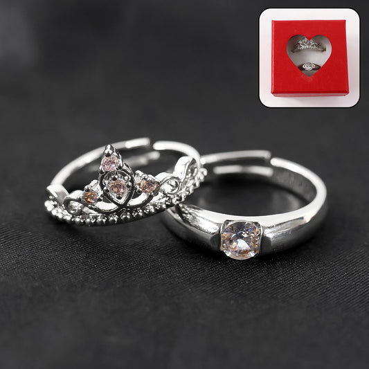 Sterling Oxidised Silver Couple Ring Gift With Attractive...