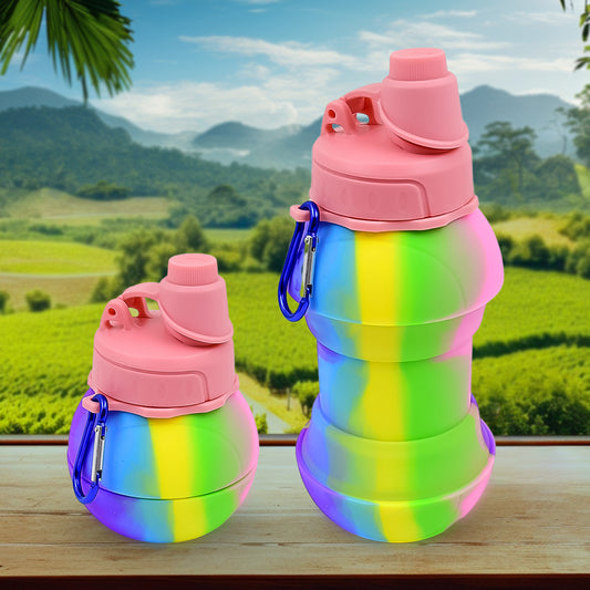 Flexible Collapsible Silicone Sports Water Bottle (260 ML...