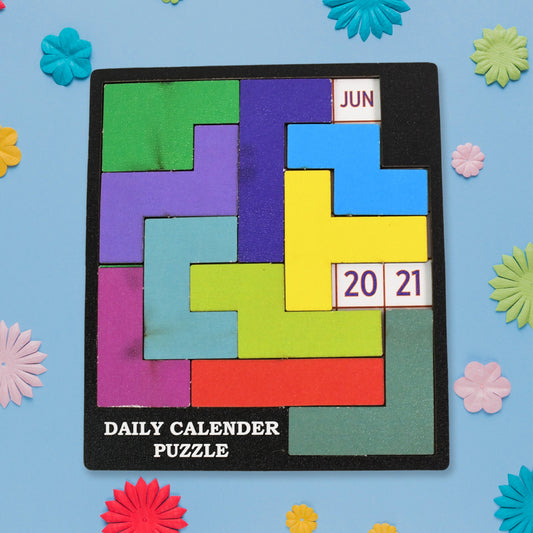01_8b99fdc2-d8b3-4a9d-8185-6444c46829bc.jpg Wooden Daily Calendar Puzzle (Multicolor / 1 Set)