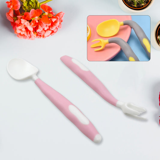 Silicone Bendable Kids Spoon & Fork Set –...