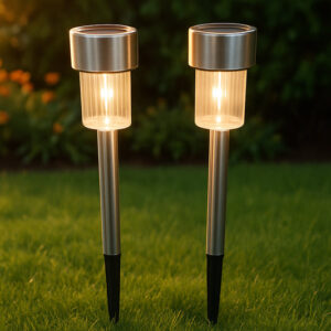 Solar-Powered Stainless Steel Garden Pathway Lights 31x4 ...