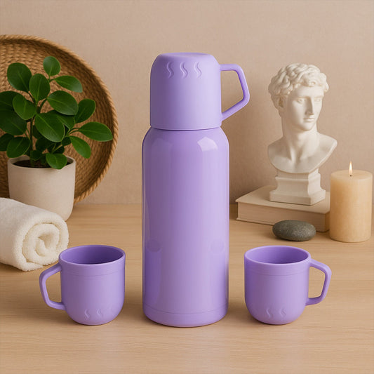 Purple Vacuum Flask Set – Stainless Steel Thermos...