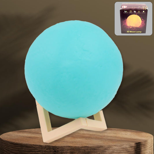 Moon Night Lamp Blue Color with Plastic Stand...