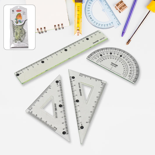 4-Piece Geometry Set, Triangle Ruler Protractor Straight ...