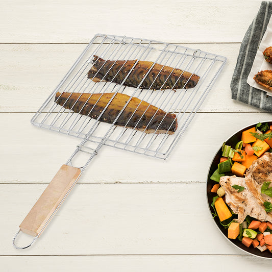 Kitchen Square Roaster Grill Barbecue Grill with Wooden...