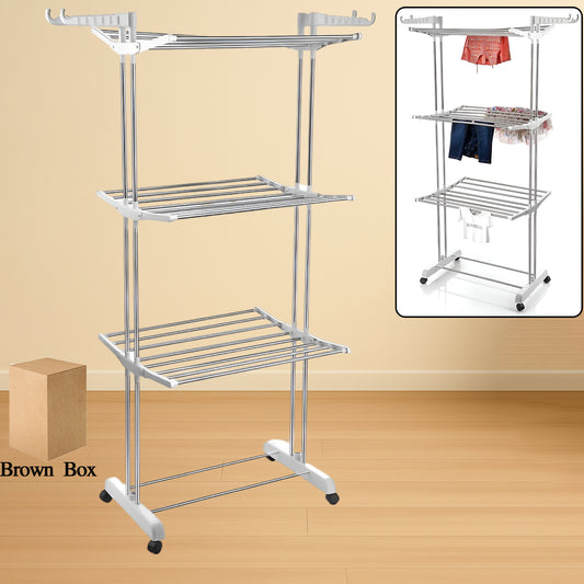 3-Tier Foldable Stainless Steel Cloth Drying Stand with...