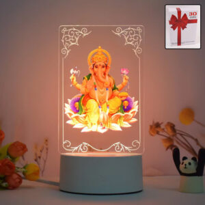 Beautiful 3D Lord Ganesh Frame with soft white...