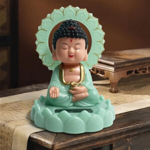 Plastic Solar Powered Moving Head Sitting Action Buddha...