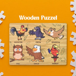 Wooden Bird Puzzle Learning Educational Board (1 Set...