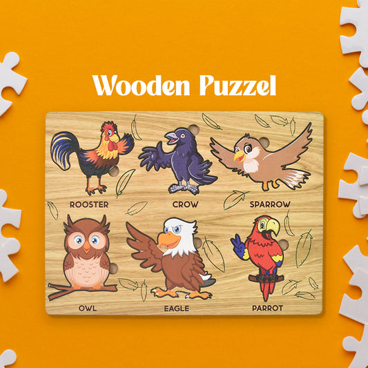 Wooden Bird Puzzle Learning Educational Board (1 Set...
