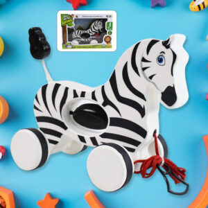 Zebra Pull Along Toy Baby Early Walking Pull...