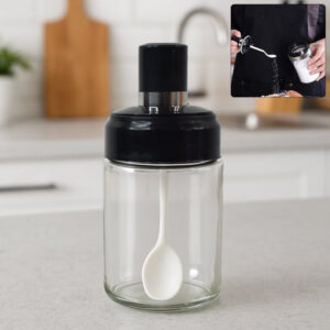 Transparent Glass Storage Jar with Built-in Spoon Approx...
