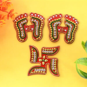 Decorative Laxmi Charan (Pagla) & Swastik Combo Set...
