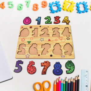 Wooden Number Puzzle Learning Educational Board (1 Set...