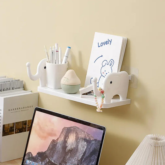Multifunctional Elephant-Shaped Wall Shelf – No-Punch Min...