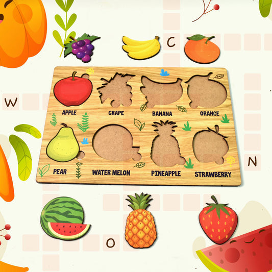 Wooden Fruits Puzzle Learning Educational Board (1 Set...