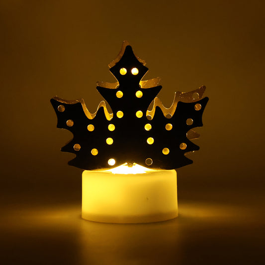 Decorative LED Gold Metal Leaf Diya Lamp, Diwali...
