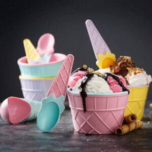 Premium Ice Cream Waffle Spoon Bowl Set (6-Piece...