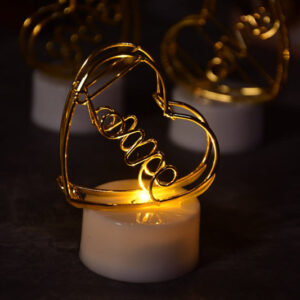 Set of 12 Multicolor Flameless Heart Candles for...