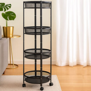 4-Layer Round Metal Mesh Storage Organizer Rack with...