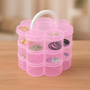3-Layer Transparent Plastic Flower-Shaped Storage Box wit...