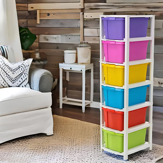 6-Layer Multi-Colored Plastic Storage Drawer Cabinet