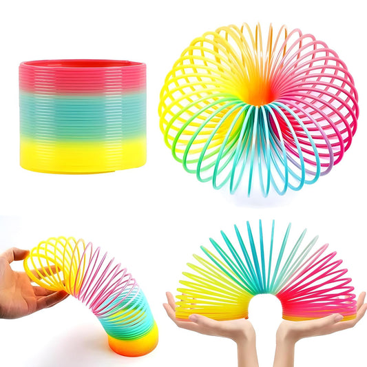 Rainbow Slinky Spring Toy – Compact, Portable Fun...