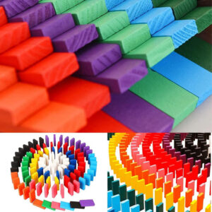 120Pc Dominoes Blocks Set Multicolor Wooden Toy Building...