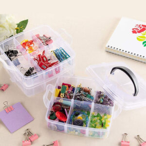 3-Tier 18 Sections Transparent Stackable Adjustable Compa...