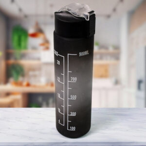 Plastic Black Motivational Water Bottle with Straw (900...
