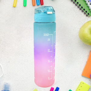Plastic Colorful Motivational Water Bottle with Straw (90...