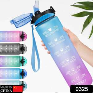 Motivational Water Bottle with Straw & Time Marker...