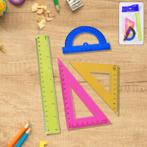 4-Piece Geometry Set, Triangle Ruler Protractor Straight ...