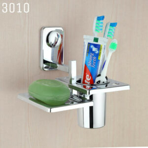 STAINLESS STEEL 3010 SOAP DISH WITH TUMBLER HOLDER