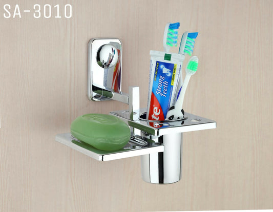 STAINLESS STEEL 3010 SOAP DISH WITH TUMBLER HOLDER