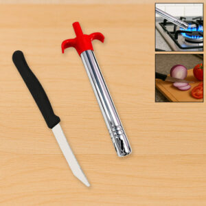 Stainless Steel Electronic Gas Lighter and Knife (2...