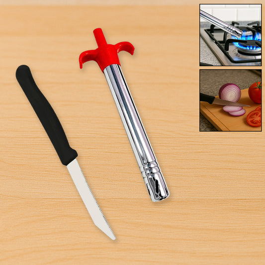 Stainless Steel Electronic Gas Lighter and Knife (2...