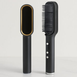Hqt-909B Hair Straightener Used While Massaging Hair Scal...