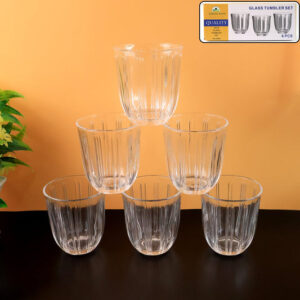 Premium Transparent Glass Tumbler Set (256ML / 6...