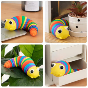 3D Rainbow Color Plastic Slug Fidget Toys, Stress...