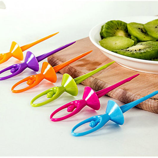 Dancing Doll Fruit Fork Cutlery Set with Stand...
