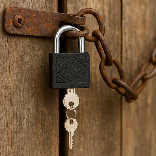 Thickened Black Iron Padlock – Brass Core, Waterproof,...