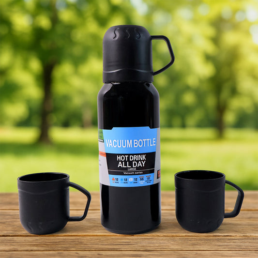 Black Vacuum Flask Set – Stainless Steel Thermos...